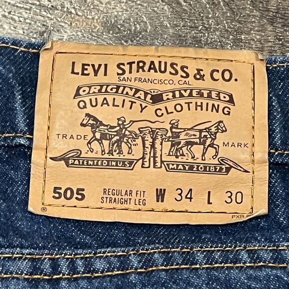 Levi’s Orange Tab 505 Regular Fit Straight Leg Dark Wash Jeans - Men’s 34x30 - Picture 7 of 10